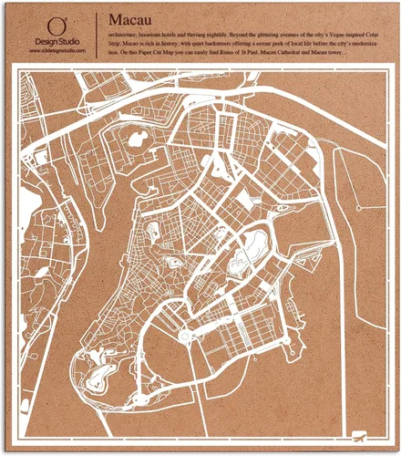 Vista 155 de O3 Design Studio Aberdeen - Mapa de papel cortado en papel blanco de 12 x 12 pulgadas