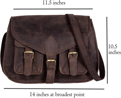 Vista 2 de Bolso KPL para mujer, de 14 pulgadas, de piel, bolso para colgar al hombro o cruzado, bolso para chica, bolso de viaje, de piel auténtica