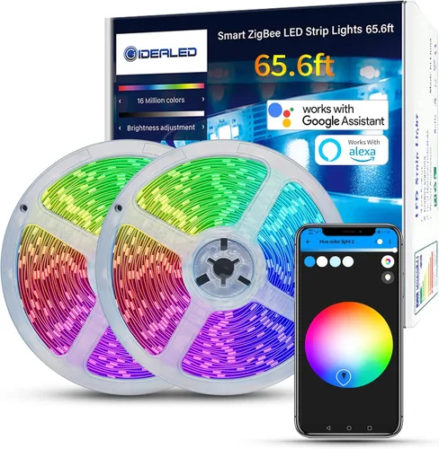 Vista 9 de GIDEALED Paquete de 2 controladores LED inteligentes ZigBee 3.0 de 2 salidas para tiras RGB de 4 pines regulables compatibles con Hub Bridge, Amazon