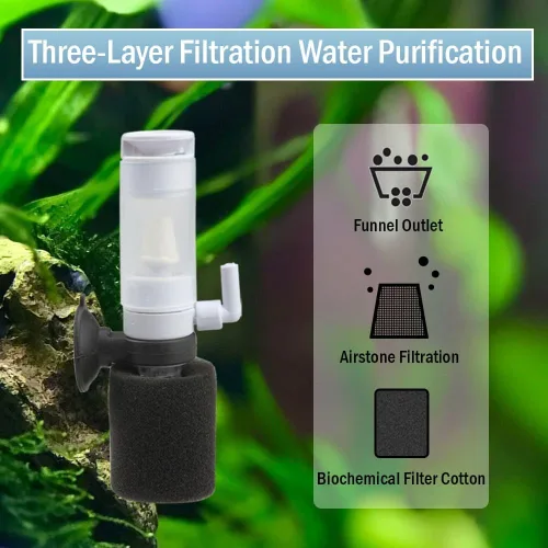 Vista 5 de Senzeal Mini esponja filtro de pescado silencioso 3 en 1 pequeño acuario bomba de aire filtro para agua dulce y salada tanque de peces pequeño