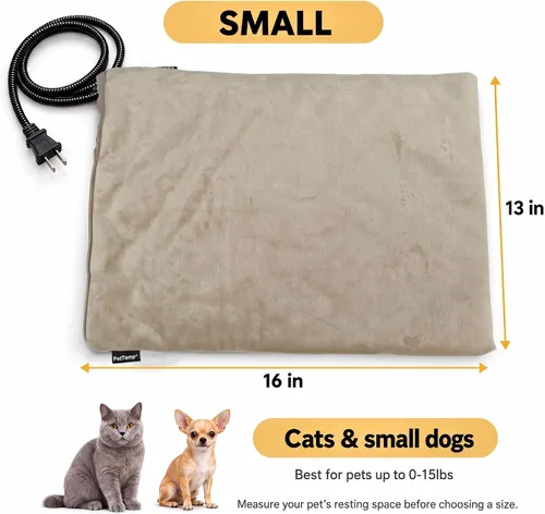 Vista 4 de Almohadilla térmica para mascotas para gatos, perros, interiores y exteriores, impermeable, con calefacción, cama para gatos, cama climatizada