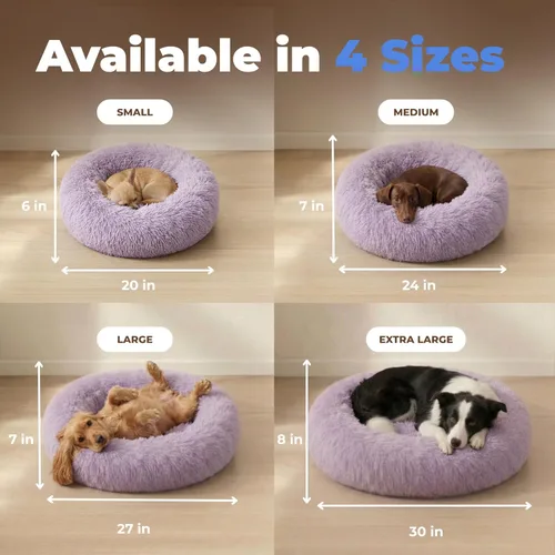 Vista 5 de Best Pet Supplies Casa para Perros Cama Colchoneta Carpa Interior Redonda Suave de Felpa para Razas Pequeñas, Medianas y Grandes - Lavanda, 20 x 20