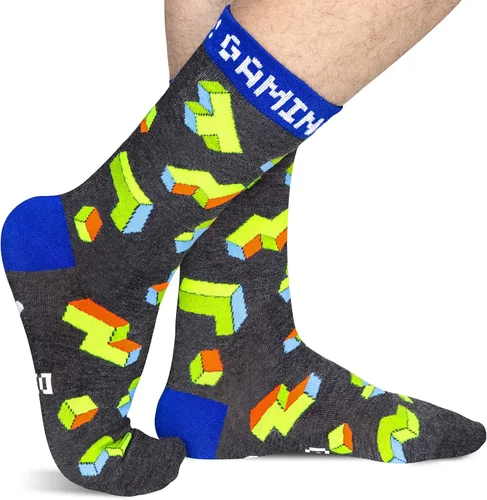 Vista 3 de Calcetines de juego para hombre, novedosos y divertidos, para la pantorrilla, color verde, regalo para jugadores, adolescentes, niños, hijos