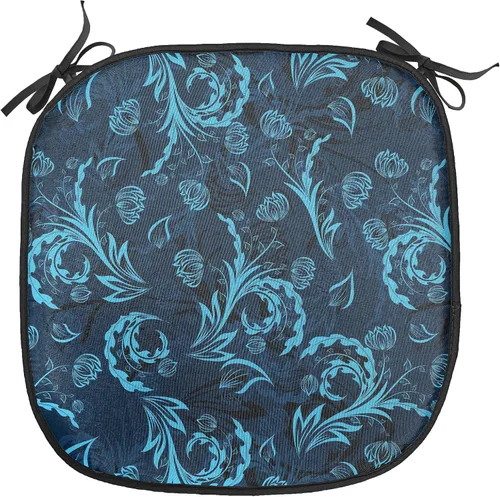Vista 72 de Ambesonne Cojín de asiento para silla de flores, detalles florales con hojas y remolinos, estampado artístico romántico y vívido y vibrante
