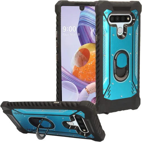 Vista 7 de Para LG Stylo 6 LM-Q730 (2020) - Funda híbrida con soporte de anillo - RS2 Negro