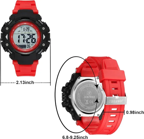Vista 5 de JONFRED Reloj deportivo digital para hombre, esfera grande, impermeable, con cronómetro, alarma, LED luminoso