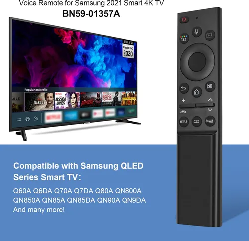 Vista 4 de BN59-01357A - Mando a distancia de voz de repuesto compatible con televisores inteligentes Samsung Serie QLED También BN59-01357F BN59-01357P