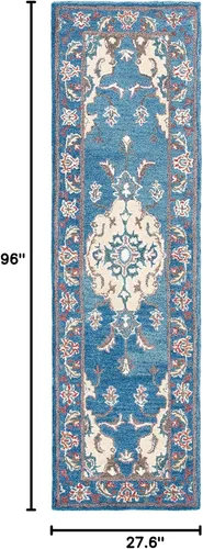 Vista 2 de SAFAVIEH Antiquity Collection - Alfombra de pasillo, 2 pies 3 pulgadas x 8 pies, azul y marfil, hecho a mano, lana oriental tradicional, ideal