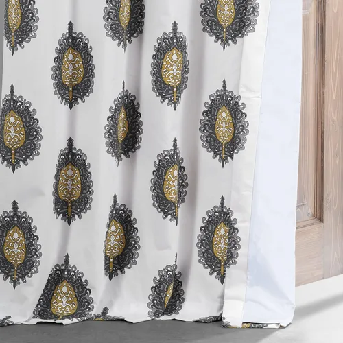 Vista 8 de HPD HALF PRICE DRAPES PRTW-BOD02A-84 - Cortina opaca de algodón con estampado maya (1 panel), 50 x 84 pulgadas, color verde azulado maya