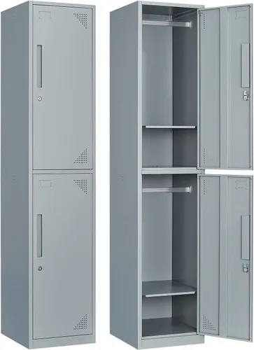 Vista 18 de Armario de metal con 15 puertas, armario de almacenamiento de metal con ganchos, armario de almacenamiento de 72 pulgadas para empleados, hogar