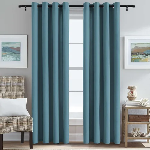 Vista 44 de H.VERSAILTEX Cortinas de cocina texturizadas de lino natural con ojales de 45 pulgadas de largo, lino sintético grueso para oscurecer la habitación