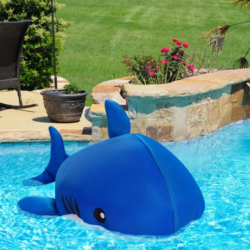 Vista 6 de Posh Creations Fideos y flotador de piscina de tiburón ballena con EPS para niños, diversión no inflable para saltar, descansar y montar