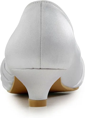 Vista 4 de ElegantPark - Zapatos de novia, puntera cerrada, talón cómodo, diamantes de imitación, satén