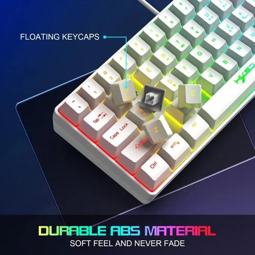 Vista 4 de SELORSS Combo de teclado y mouse para juegos al 60%, 61 teclas, mini teclado compacto con retroiluminación RGB de 6400 DPI, mouse ligero