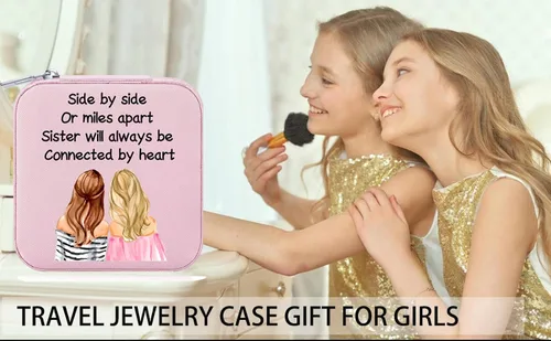 Vista 2 de Regalos para hermanas de hermana, pequeño joyero de viaje, organizador de joyas, caja de joyería, regalos inspiradores para hermanas, amigas, niñas