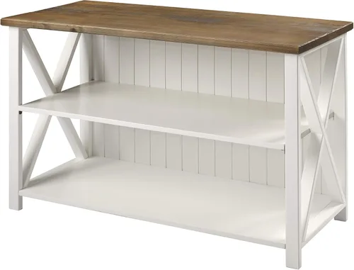 Vista 7 de Walker Edison - Estantería de madera de 2 niveles, librero, gabinete para el hogar, oficina.