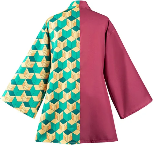 Vista 2 de Duwseal Tomioka Giyuu - Conjunto de bata para cosplay, kimono, chaqueta y aretes