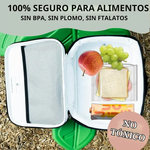 Vista 4 de Lonchera infantil de Fenrici, para niñas, adolescentes, mujeres, bolsa de almuerzo aislada, compartimentos de lados suaves, espaciosos, sin BPA Negro