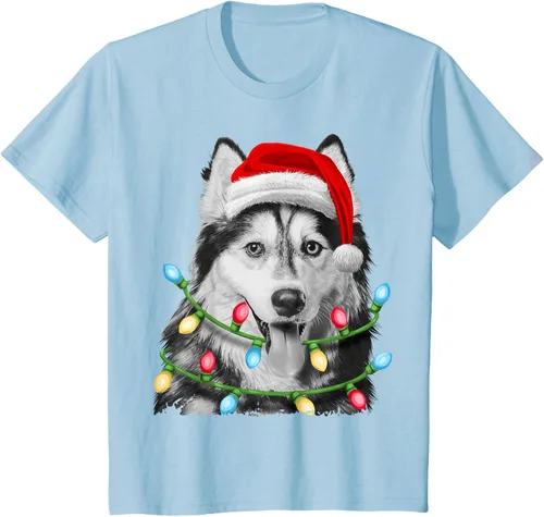 Vista 10 de Camiseta para niños con diseño de hachís siberiano con luces de árbol de Navidad Negro