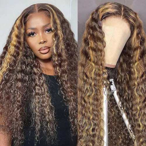 Vista 33 de Pelucas de cabello humano con encaje frontal lacio HD transparentes de 13 x 4, color degradado Ombre, onda profunda de 4/27, pelucas de encaje