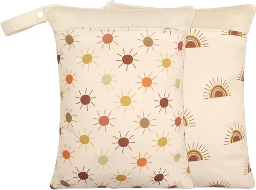 Vista 6 de Paquete de 2 bolsas para artículos húmedos y secos para pañales de tela y piezas de extractor de leche, bolsa húmeda reutilizable impermeable