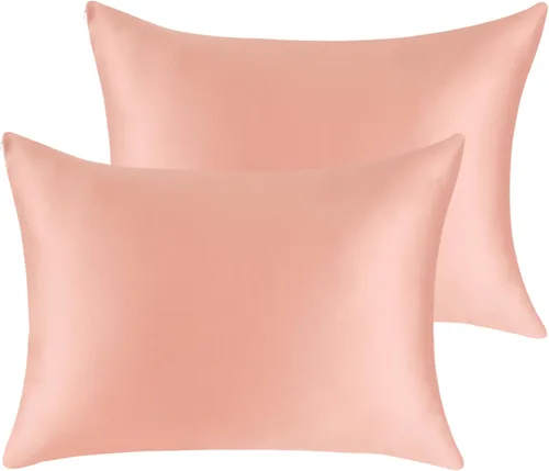 Vista 20 de Protectores/Fundas de Almohada de Algodón Tamaño Estándar con Cremallera Paquete de 2 Color Gris, Protectores de Almohada de Cama Refrescantes