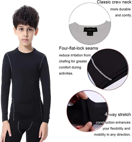 Vista 4 de Conjunto de camisetas y pantalones de béisbol de compresión para niños y jóvenes, camisas atléticas de manga larga, pantalones de fútbol, pantalones