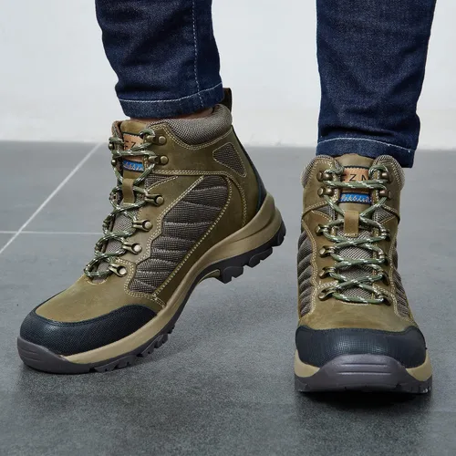 Vista 6 de Mens Fashion Leather Oxford Boots Mid-Top Causal Ankle Boot Daily Shoes for Men