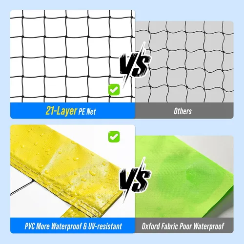 Vista 6 de Outdoor Volleyball Net Set for Backyard & Beach, 32FT Regulation Size, Easy Setup Adjustable Height Poles, Portable Net System with PU Volleyball