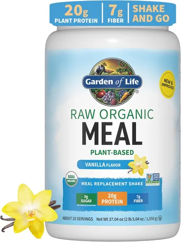 Vista 5 de Garden of Life Proteína en polvo vegana orgánica sin sabor 0.78 oz de proteína cruda completa a base de plantas y proteína vegana en polvo, batidos