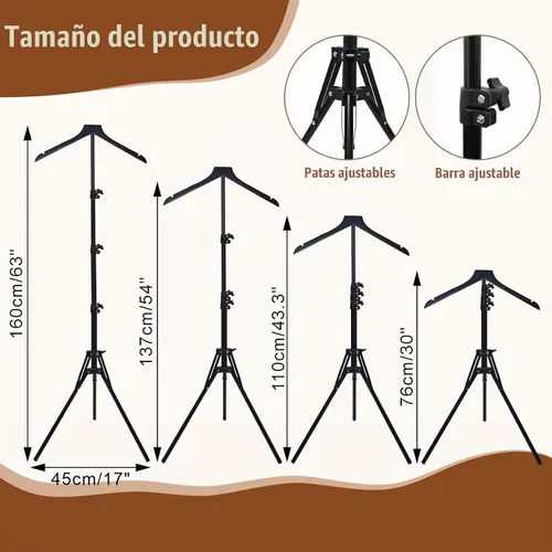 Vista 2 de Paquete de 2 soportes de exhibición ajustables para camisas de 32 a 63 Negro-2pcs