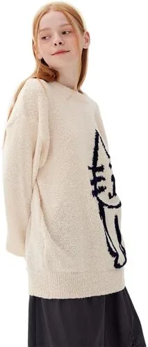 Vista 2 de Aelfric Eden Suéter de cuello redondo para mujer, suéter vintage de gran tamaño, para otoño, invierno, a la moda, casual, para parejas