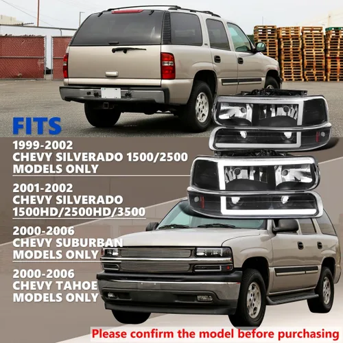 Vista 3 de SPEC-D TUNING Faros delanteros de barra LED negros + luces de parachoques compatibles con Chevy Silverado 1999-2002 Tahoe Suburban 2000-2006