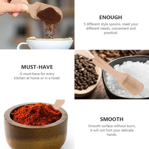 Vista 5 de DOITOOL Juego de 10 cucharas de sal pequeñas de madera, cuchara de sal de madera, mini cucharada de té y condimentos para hojas de té, condimentos