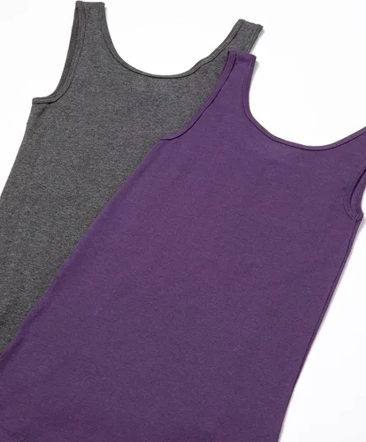 Vista 3 de Tienda Essentials - Camiseta ajustada sin mangas para mujer, paquete de 2