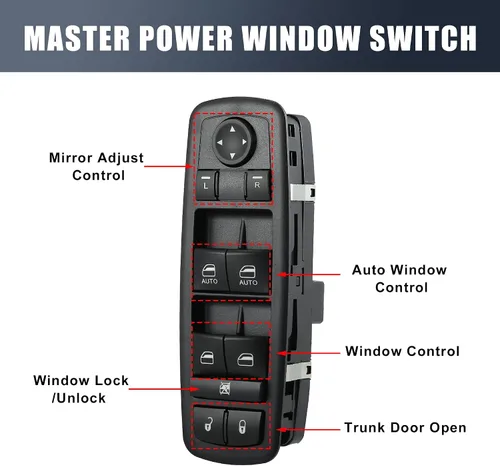 Vista 3 de X AUTOHAUX Interruptor eléctrico de la ventana eléctrica del lado del conductor delantero izquierdo para Volkswagen Routan 2009-2014 Reemplazar