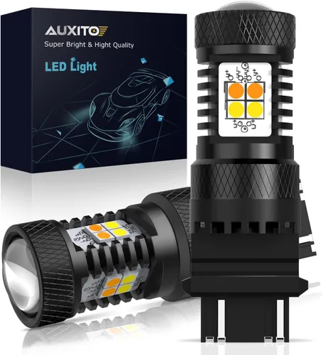 Vista 18 de Auxito Focos LED 3157 mejorados, rojo, 500% más brillantes, 3056, 3156, 3057, 4157, chip 102-SMD, proyector para luces de freno, freno trasero, Rojo