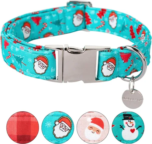 Vista 49 de Collar de perro floral azul, collar floral de algodón ajustable para primavera y verano con colgante de margarita, hebilla de liberación rápida