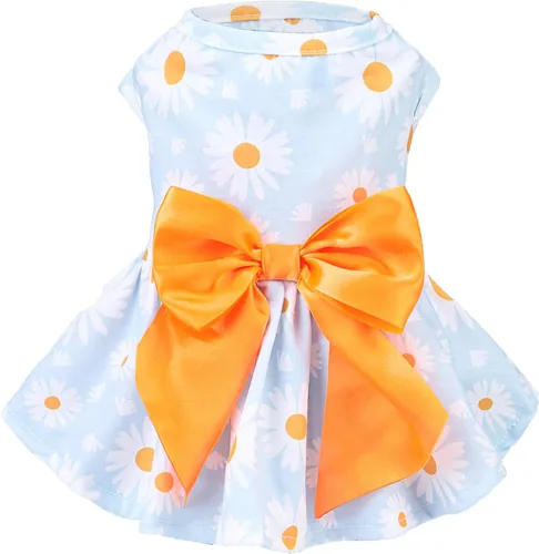 Vista 17 de PUPTECK Vestido estampado para perro, ropa para mascotas para el 4 de julio con lindo corbatín para cachorros, bandera, XS Estilo americano