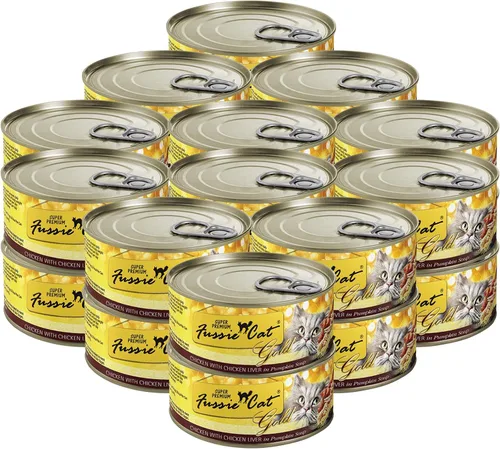 Vista 10 de Fussie Cat Fórmula de pollo súper premium en salsa sin granos, comida húmeda para gatos de 2.82 onzas, caja de 24