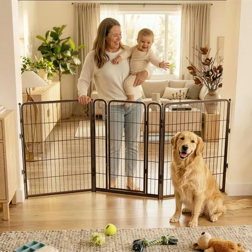 Vista 40 de FXW - Puerta para perro, extra ancha ajustable para aberturas de hasta 46 pulgadas, 24 pulgadas de alto Negro
