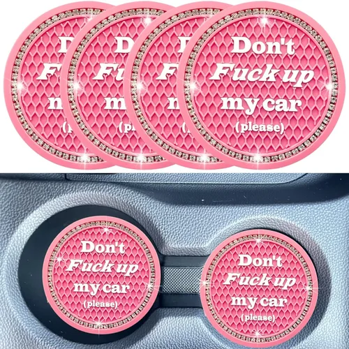 Vista 18 de Juego de 2 posavasos para tazas de coche, accesorios de interior de coche con cristales brillantes, soporte universal para tazas de coche negro