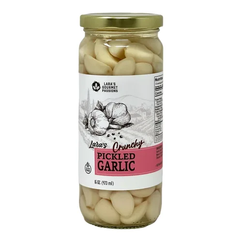 Vista 9 de Lara's - Dientes de ajo en escabeche en tarro (16 onzas líquidas), sabor crujiente y suave, larga vida útil, ajo enlatado