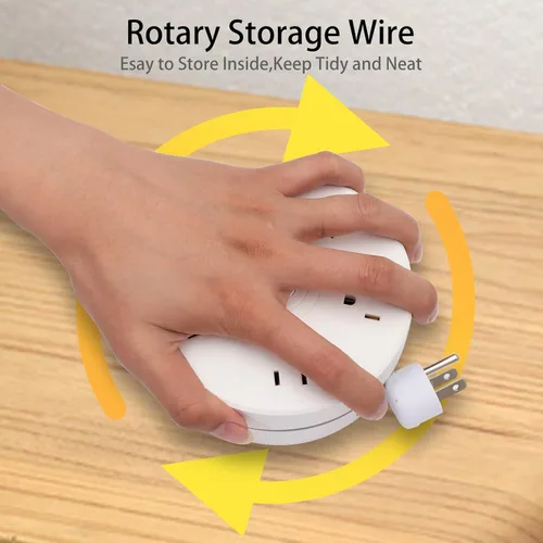 Vista 8 de Cable de extensión protector de sobretensiones – Barra de alimentación trenzada de enchufe plano con 4 tomas amplias y 2 puertos USB, estación