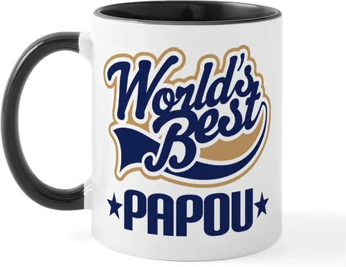 Vista 26 de CafePress Papou (Worlds Best) Taza de café de cerámica (11 oz (11.0 fl oz)