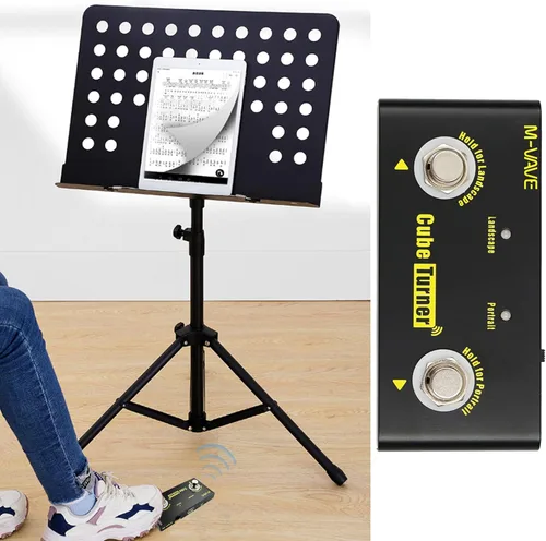 Vista 3 de Cubo Turner Page Turner Pedal Recargable Music Sheet Turner Soporta Conexión Looper