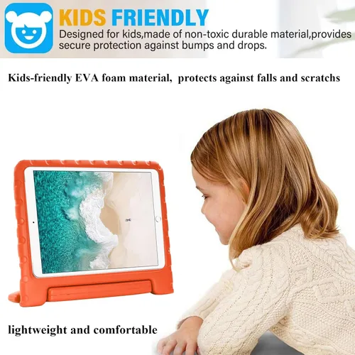 Vista 6 de Funda infantil para iPad de 9ª/8ª/7ª generación de 10.2 pulgadas con mango giratorio/soporte, ligera, suave, espuma EVA, a prueba de golpes, 01#
