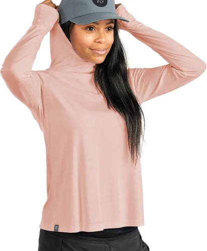 Vista 3 de Free Fly Sudadera con capucha ligera de bambú para mujer, secado rápido, transpirable, con protección solar, UPF 40+