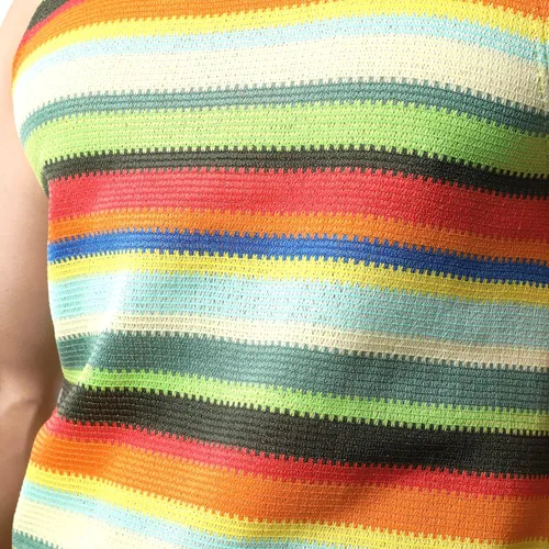 Vista 5 de JOGAL Camisas sin mangas a rayas arcoíris para hombre, camisetas sin mangas casuales multicolor
