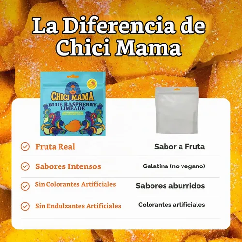 Vista 4 de Chici Mama Mango Bites - Limada de frambuesa azul, aperitivo de mango seco, paquete de 2